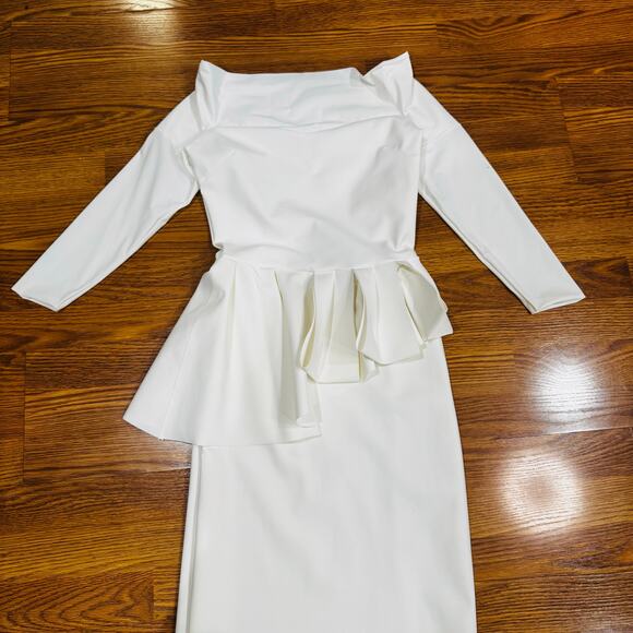 Chiara Boni La Petite Robe Ivory Nabelle Mermaid Jersey Peplum Gown small / 2 - Picture 10 of 12